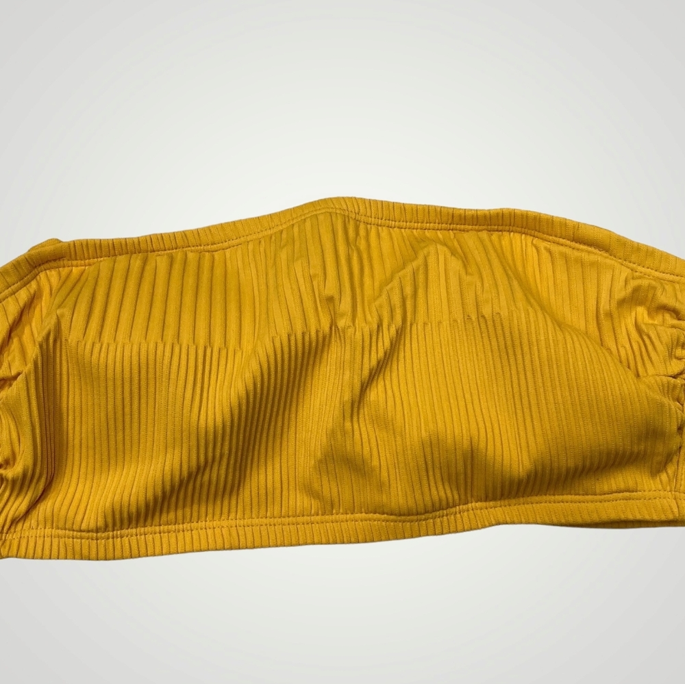 Xhilaration Yellow Ribbed Bikini Top, Size D/DD